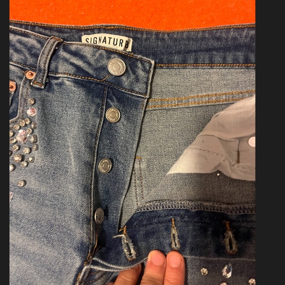 Signature8 (sold by Simons) rhinestones straight-leg high waist jeans NWT - Picture 8 of 11